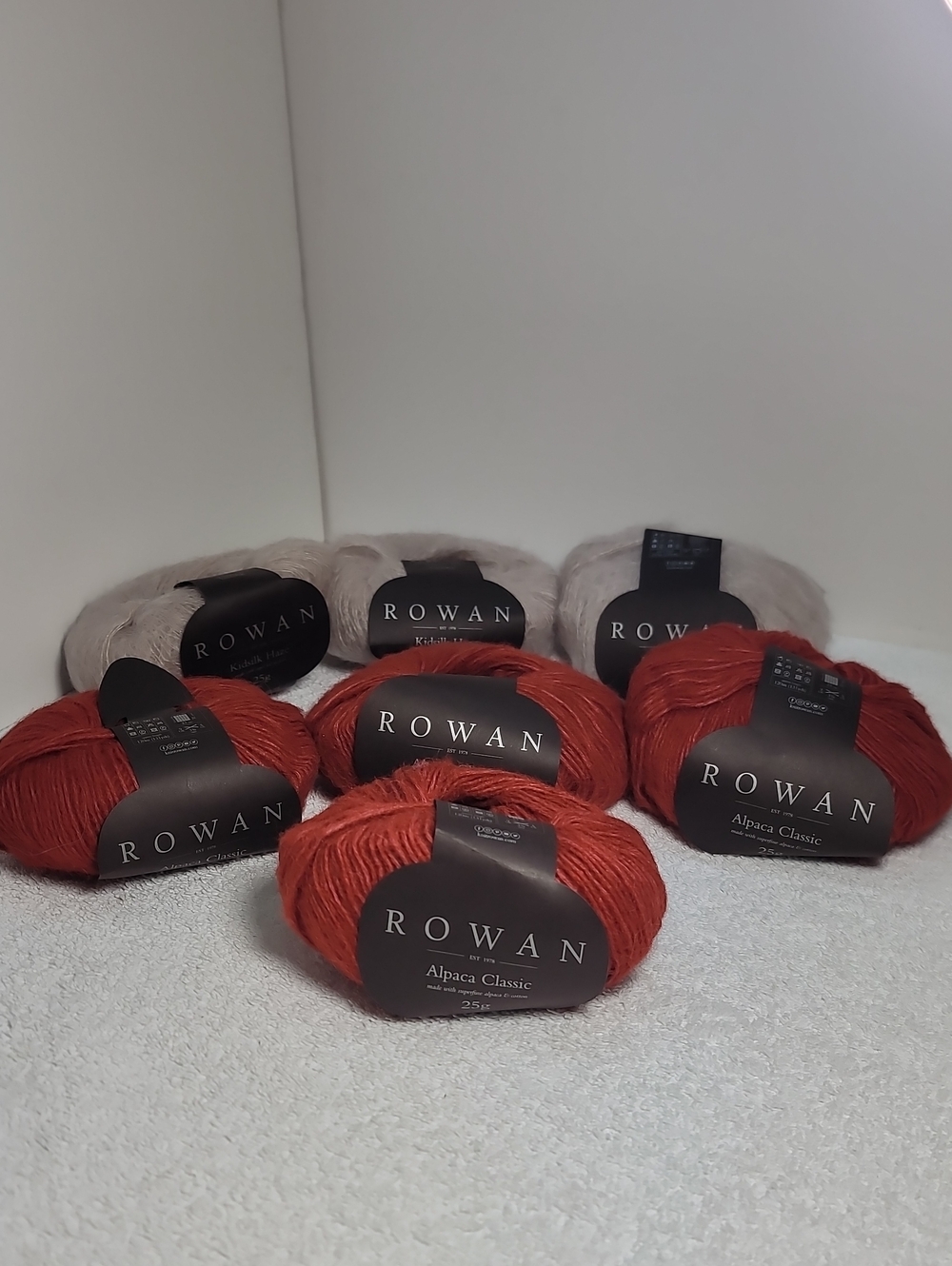 Rowan Alpaca Classic/Kid Silk Yarn Bundle in Rust and Light Taupe 7 Skeins NWT